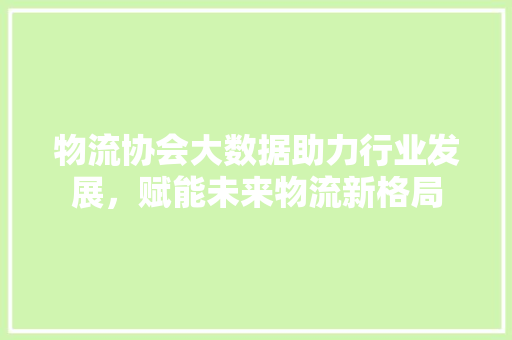 物流协会大数据助力行业发展，赋能未来物流新格局