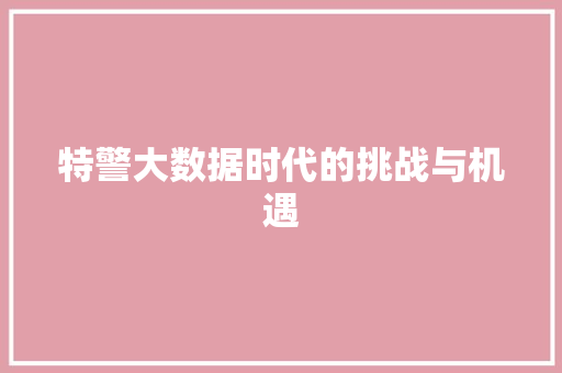 特警大数据时代的挑战与机遇