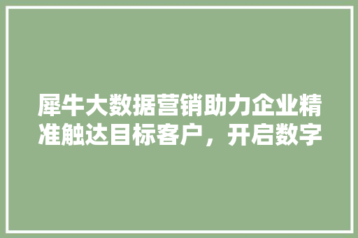 犀牛大数据营销助力企业精准触达目标客户，开启数字化营销新篇章
