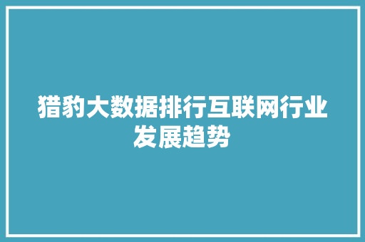 猎豹大数据排行互联网行业发展趋势