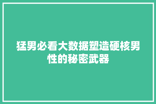 猛男必看大数据塑造硬核男性的秘密武器