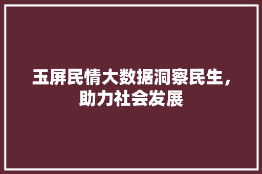 玉屏民情大数据洞察民生，助力社会发展