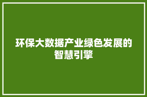 环保大数据产业绿色发展的智慧引擎