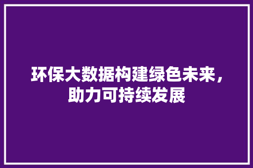 环保大数据构建绿色未来，助力可持续发展