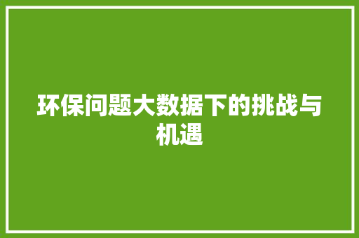环保问题大数据下的挑战与机遇