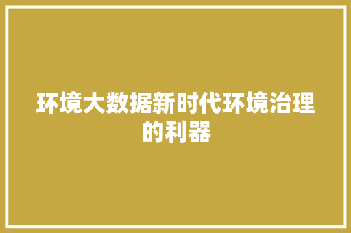 环境大数据新时代环境治理的利器