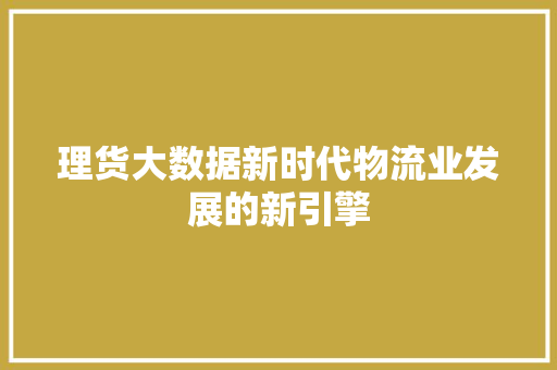 理货大数据新时代物流业发展的新引擎