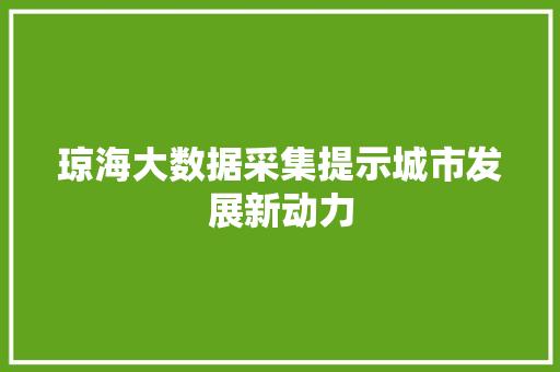 琼海大数据采集提示城市发展新动力