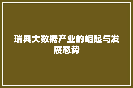 瑞典大数据产业的崛起与发展态势