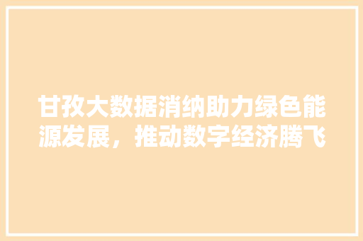 甘孜大数据消纳助力绿色能源发展，推动数字经济腾飞