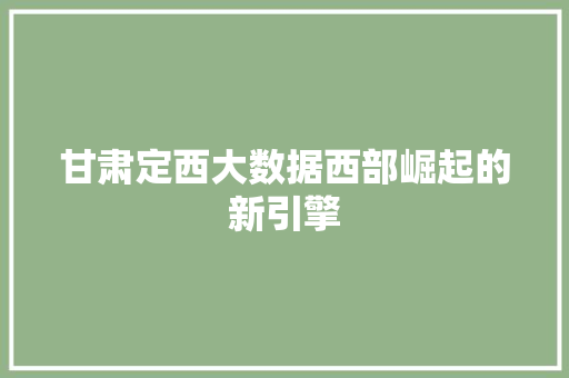 甘肃定西大数据西部崛起的新引擎