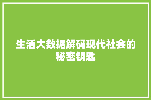 生活大数据解码现代社会的秘密钥匙
