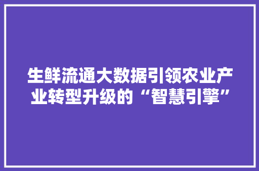 生鲜流通大数据引领农业产业转型升级的“智慧引擎”