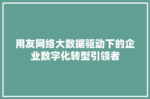 用友网络大数据驱动下的企业数字化转型引领者