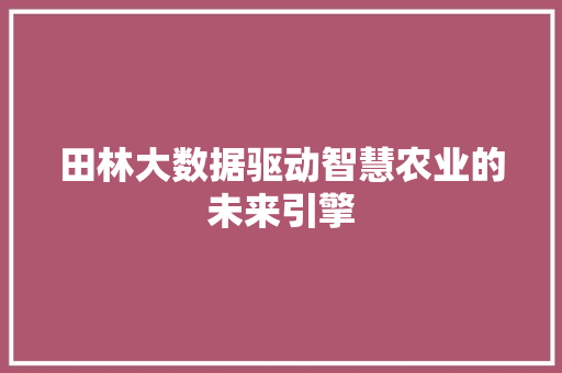 田林大数据驱动智慧农业的未来引擎