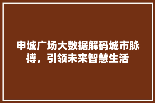 申城广场大数据解码城市脉搏，引领未来智慧生活