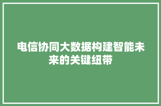 电信协同大数据构建智能未来的关键纽带