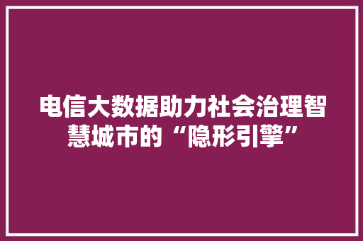电信大数据助力社会治理智慧城市的“隐形引擎”