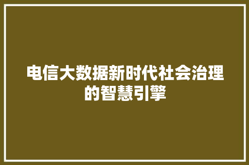 电信大数据新时代社会治理的智慧引擎