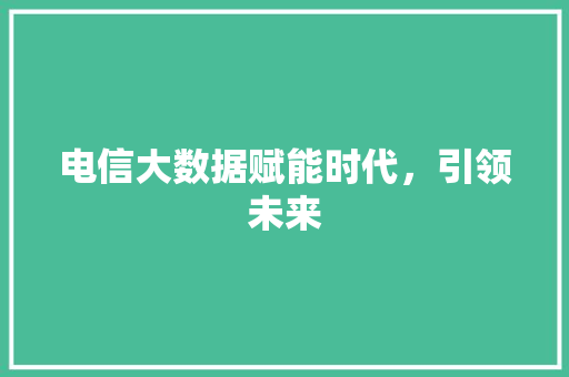 电信大数据赋能时代，引领未来