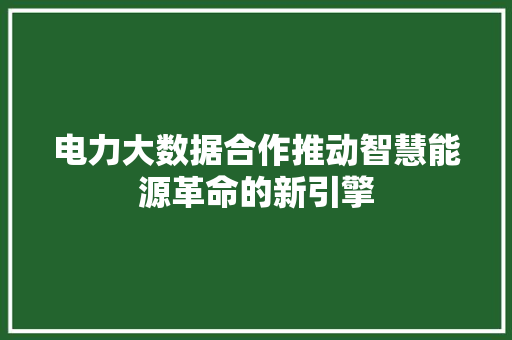电力大数据合作推动智慧能源革命的新引擎