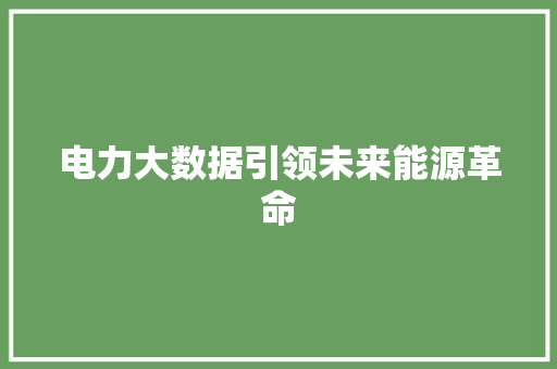电力大数据引领未来能源革命