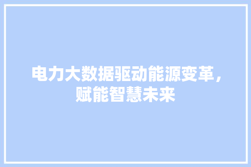 电力大数据驱动能源变革，赋能智慧未来