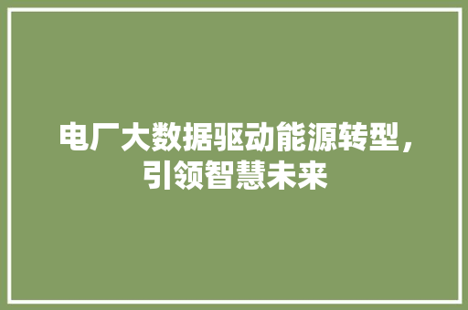 电厂大数据驱动能源转型，引领智慧未来