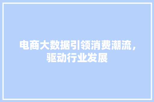 电商大数据引领消费潮流，驱动行业发展