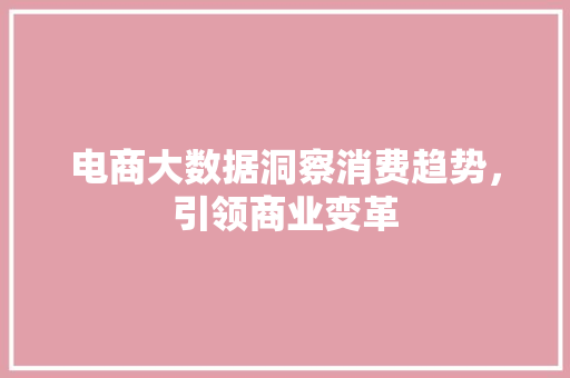 电商大数据洞察消费趋势，引领商业变革