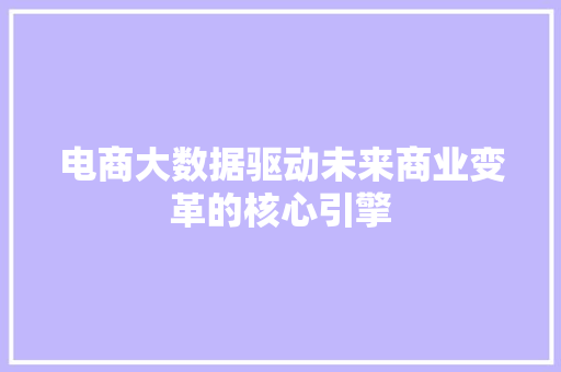 电商大数据驱动未来商业变革的核心引擎