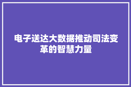 电子送达大数据推动司法变革的智慧力量