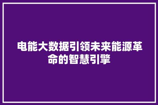 电能大数据引领未来能源革命的智慧引擎
