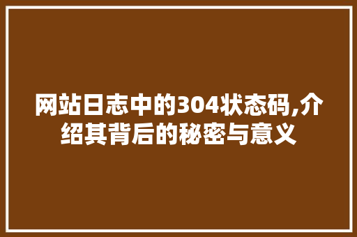 网站日志中的304状态码,介绍其背后的秘密与意义