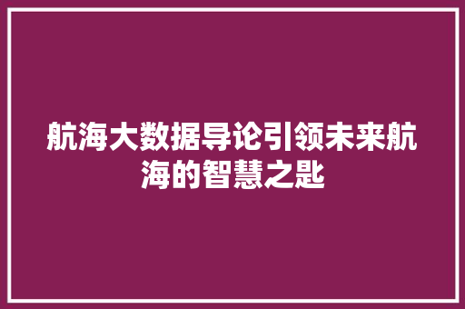 航海大数据导论引领未来航海的智慧之匙