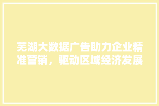 芜湖大数据广告助力企业精准营销，驱动区域经济发展