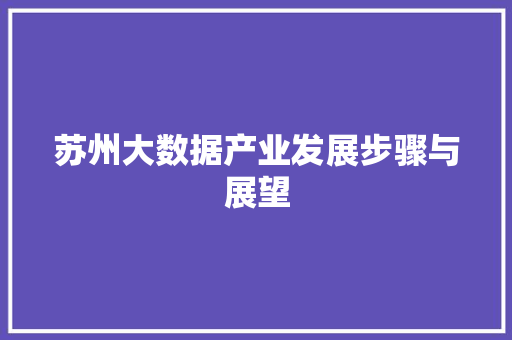 苏州大数据产业发展步骤与展望