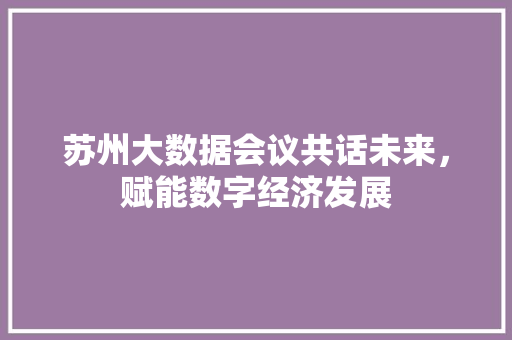 苏州大数据会议共话未来，赋能数字经济发展