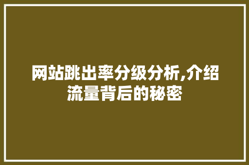 网站跳出率分级分析,介绍流量背后的秘密