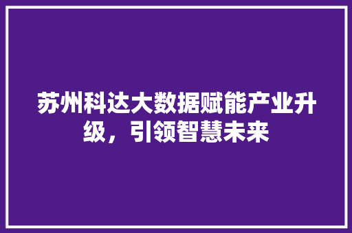 苏州科达大数据赋能产业升级，引领智慧未来