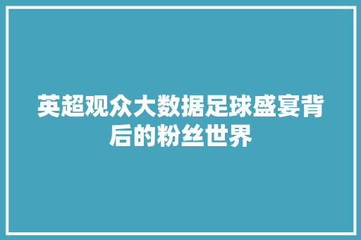 英超观众大数据足球盛宴背后的粉丝世界 Web前端
