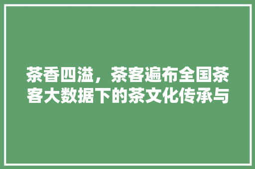 茶香四溢，茶客遍布全国茶客大数据下的茶文化传承与发展