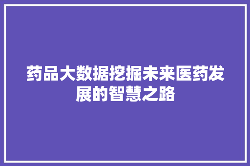 药品大数据挖掘未来医药发展的智慧之路