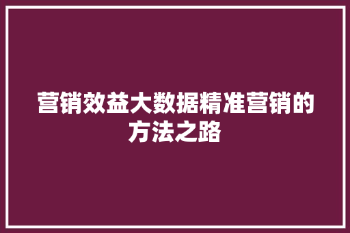 营销效益大数据精准营销的方法之路