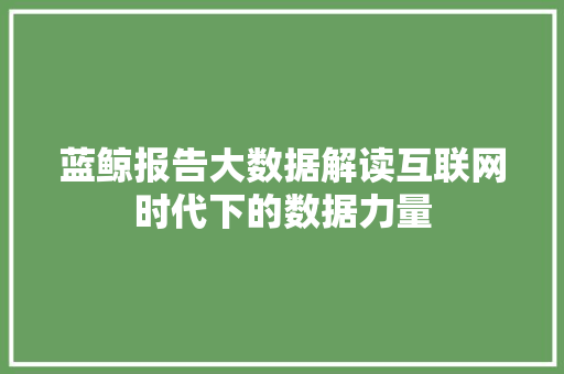 蓝鲸报告大数据解读互联网时代下的数据力量