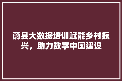 蔚县大数据培训赋能乡村振兴，助力数字中国建设