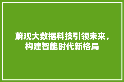 蔚观大数据科技引领未来，构建智能时代新格局