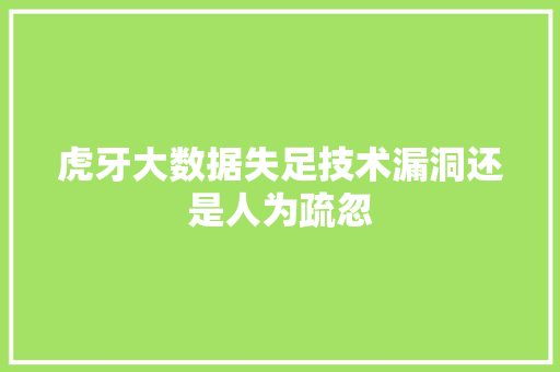 虎牙大数据失足技术漏洞还是人为疏忽