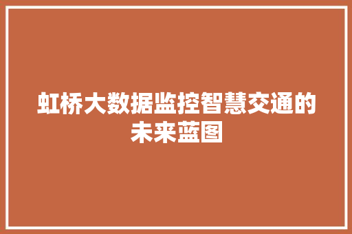 虹桥大数据监控智慧交通的未来蓝图