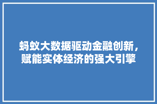 蚂蚁大数据驱动金融创新，赋能实体经济的强大引擎 友链在线